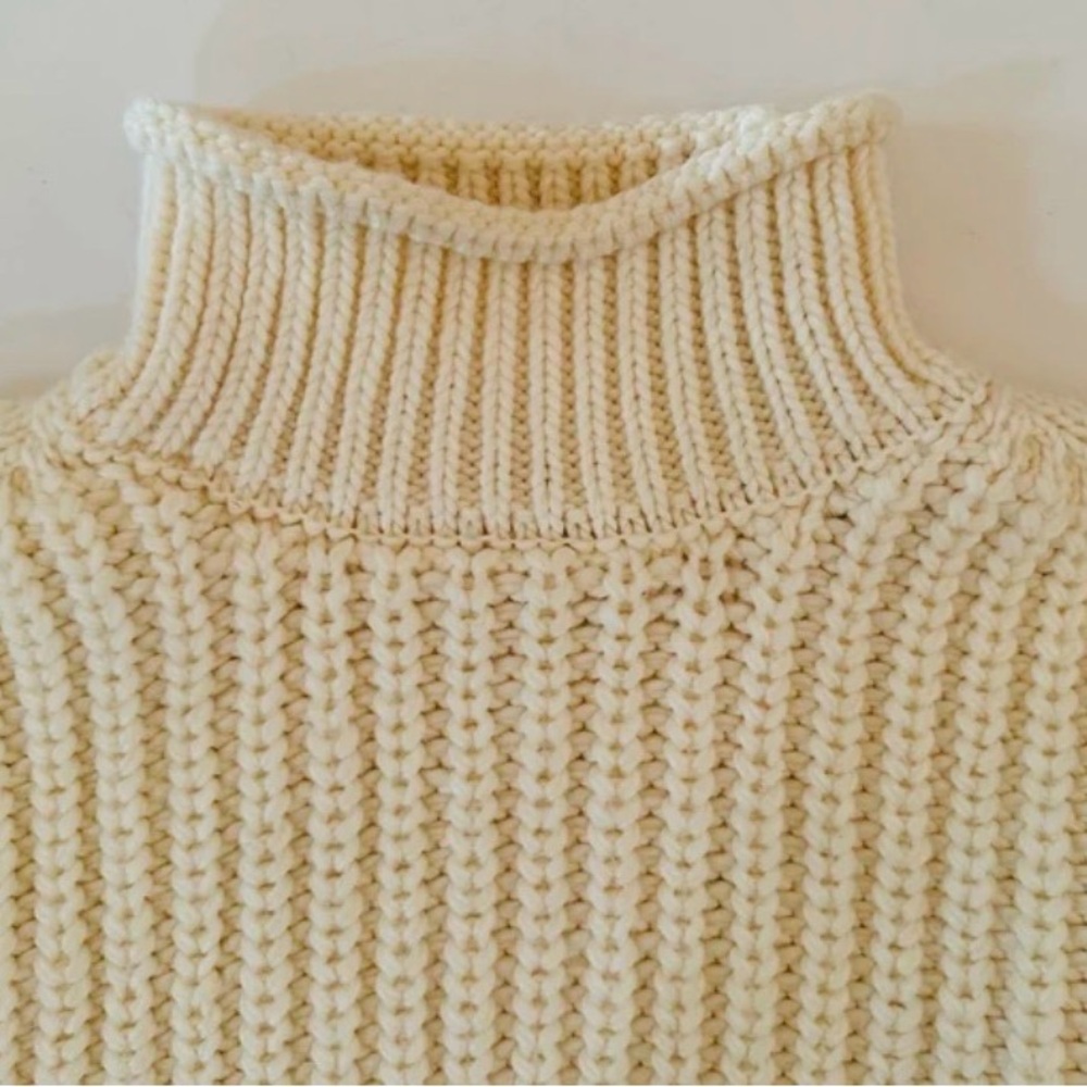 L-ayard Cream Long Sleeve Mock Turtleneck Knit Pullover Sweater size Medium - Picture 7 of 9
